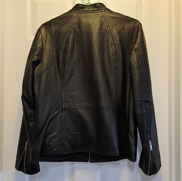 Ladies Leather Moto Jacket - Picture 2 of 5